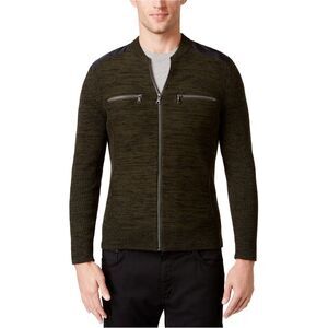 I.N.C Mens Manchester Heathered Mixed Cardigan Sweater, Green, NWT